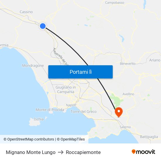 Mignano Monte Lungo to Roccapiemonte map
