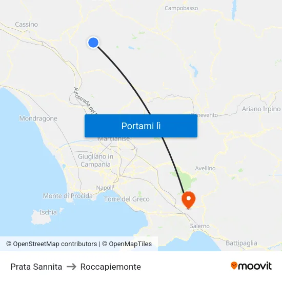 Prata Sannita to Roccapiemonte map