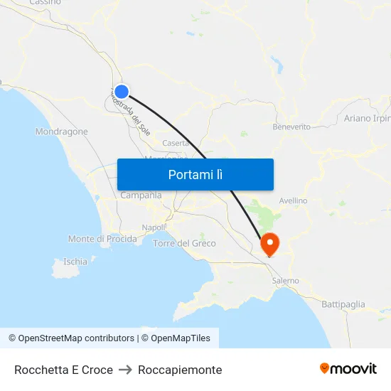 Rocchetta E Croce to Roccapiemonte map