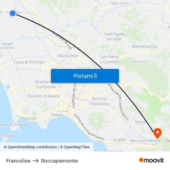 Francolise to Roccapiemonte map