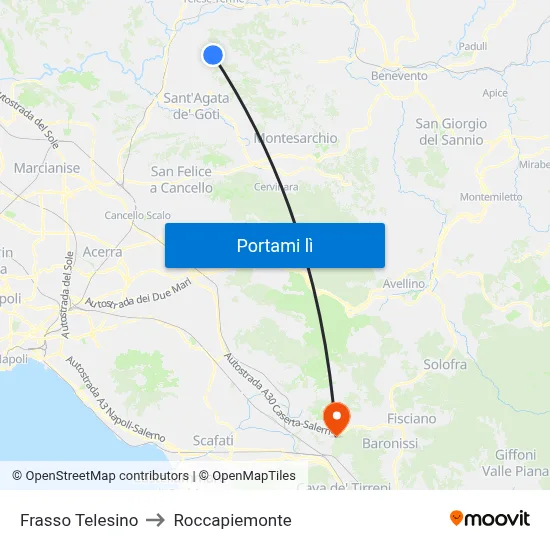 Frasso Telesino to Roccapiemonte map