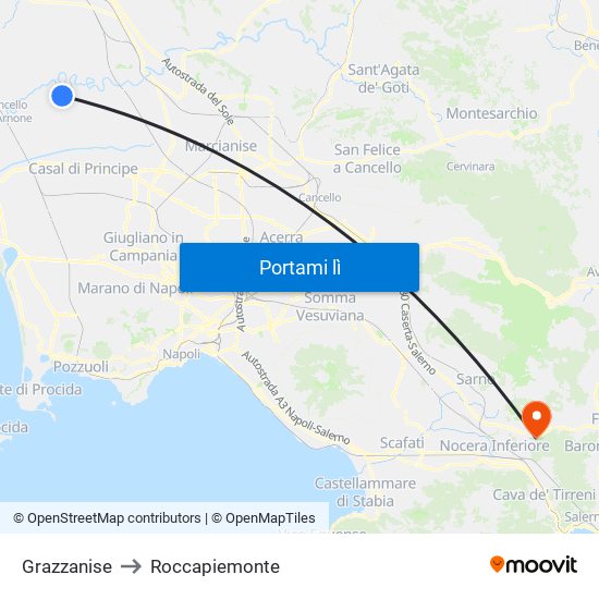 Grazzanise to Roccapiemonte map