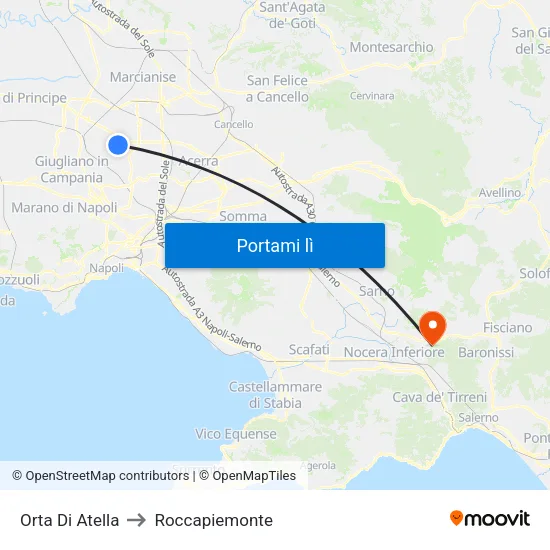 Orta Di Atella to Roccapiemonte map