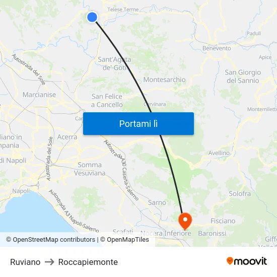 Ruviano to Roccapiemonte map