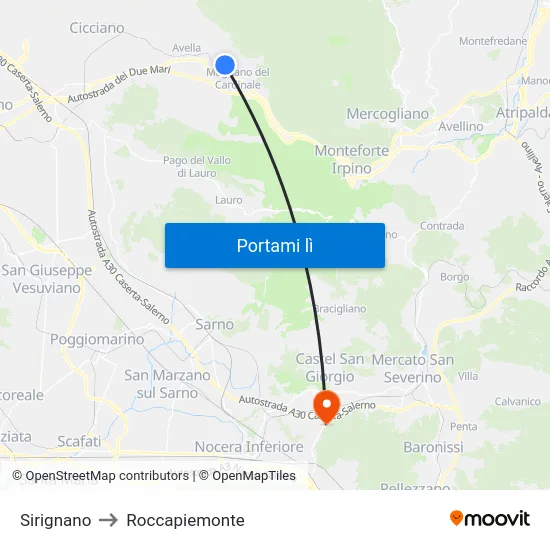 Sirignano to Roccapiemonte map