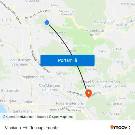 Visciano to Roccapiemonte map