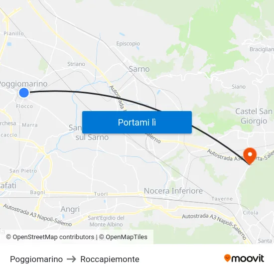 Poggiomarino to Roccapiemonte map