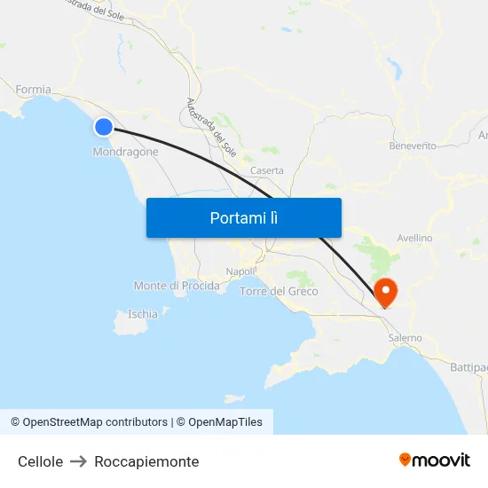 Cellole to Roccapiemonte map
