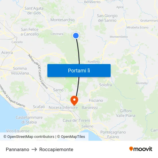 Pannarano to Roccapiemonte map