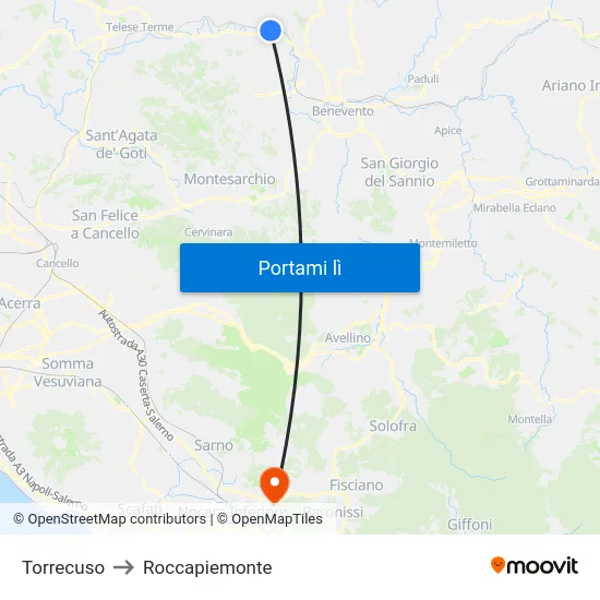 Torrecuso to Roccapiemonte map