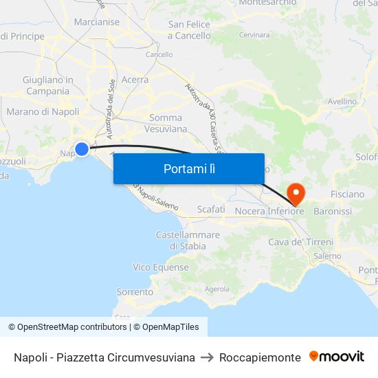 Napoli - Piazzetta Circumvesuviana to Roccapiemonte map