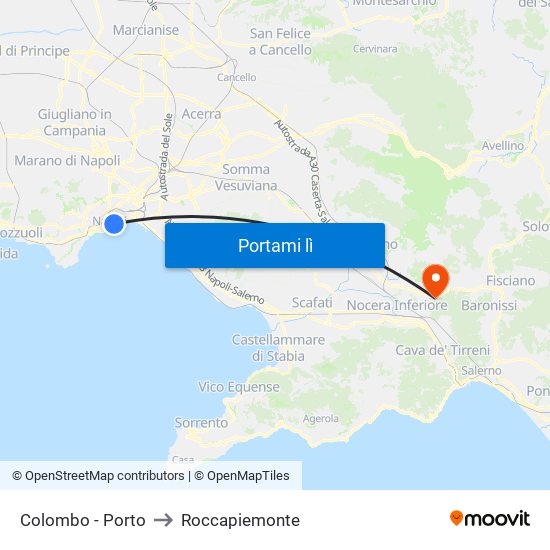 Colombo - Porto to Roccapiemonte map