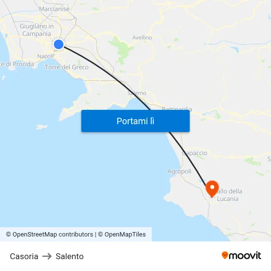 Casoria to Salento map