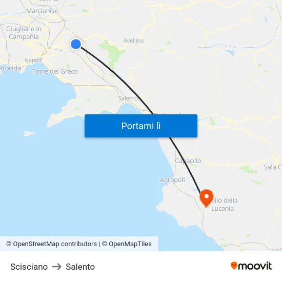 Scisciano to Salento map