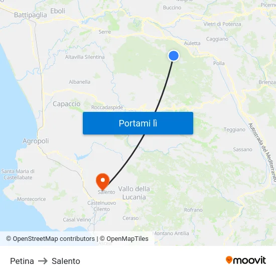 Petina to Salento map