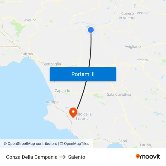 Conza Della Campania to Salento map