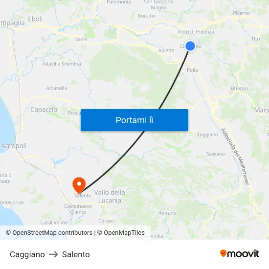 Caggiano to Salento map