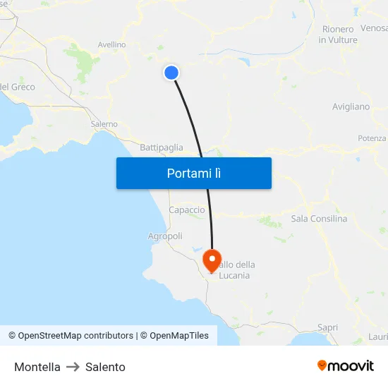 Montella to Salento map