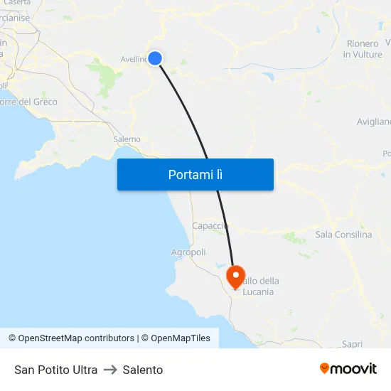 San Potito Ultra to Salento map