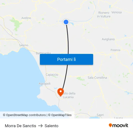 Morra De Sanctis to Salento map