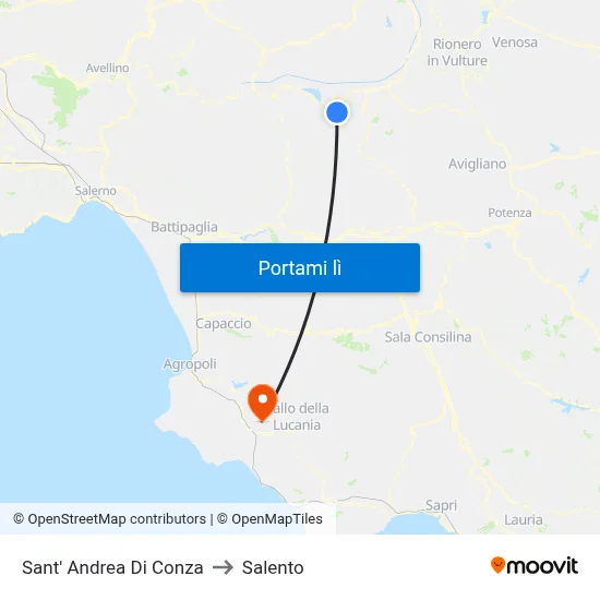 Sant' Andrea Di Conza to Salento map