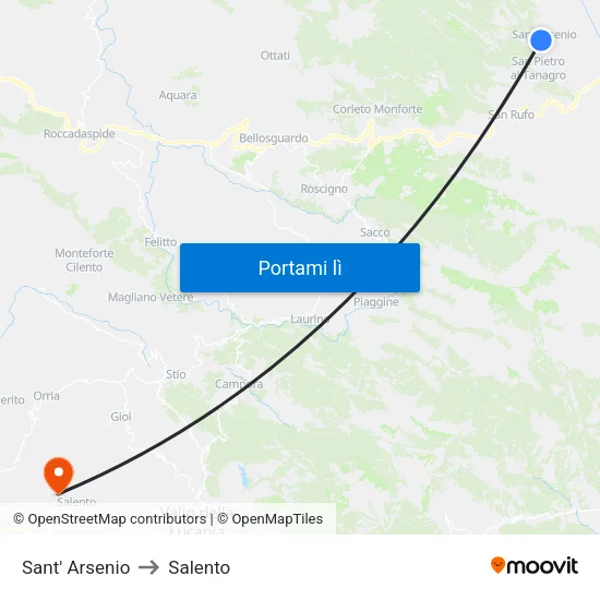 Sant' Arsenio to Salento map