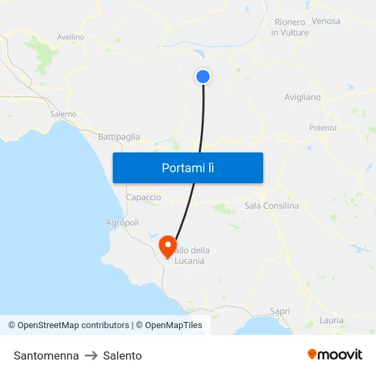 Santomenna to Salento map