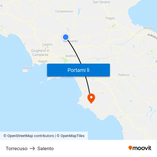 Torrecuso to Salento map