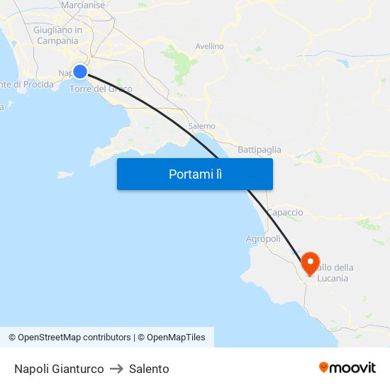 Napoli Gianturco to Salento map
