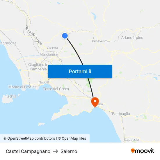 Castel Campagnano to Salerno map