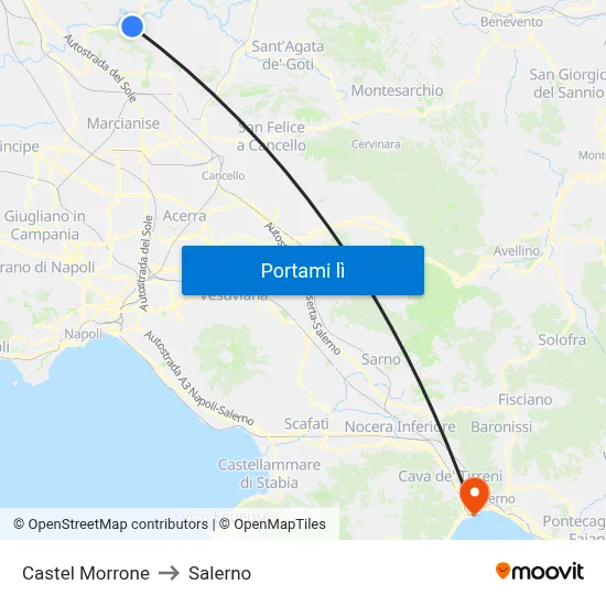 Castel Morrone to Salerno map