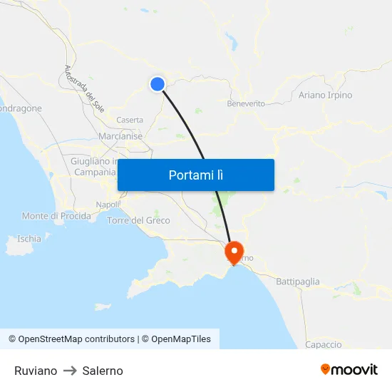 Ruviano to Salerno map