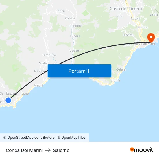 Conca Dei Marini to Salerno map
