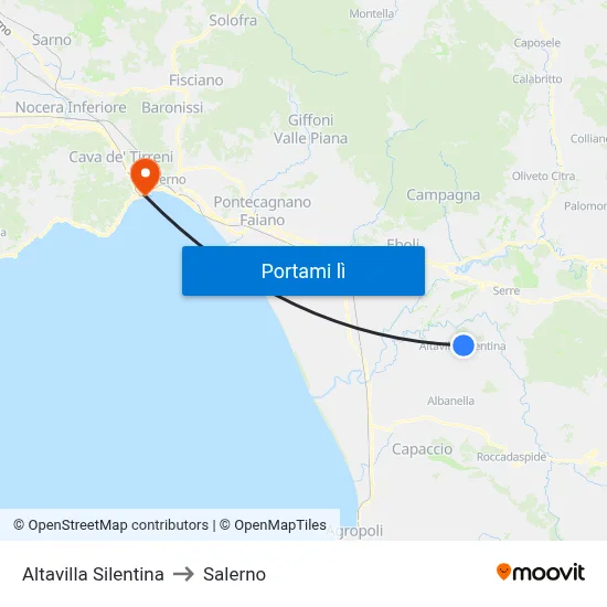 Altavilla Silentina to Salerno map