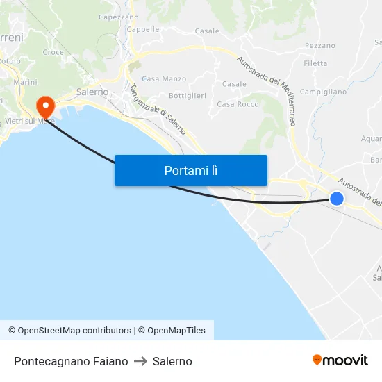 Pontecagnano Faiano to Salerno map
