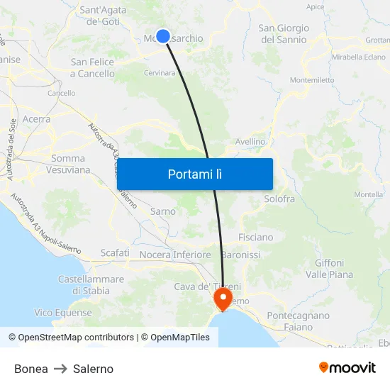 Bonea to Salerno map