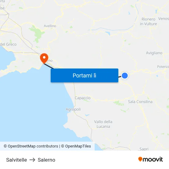 Salvitelle to Salerno map