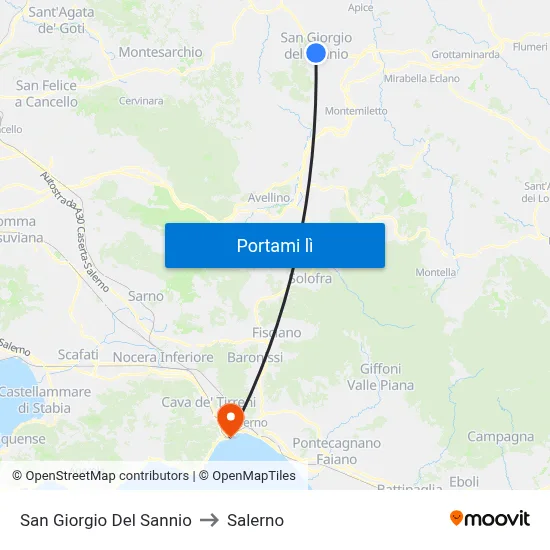 San Giorgio Del Sannio to Salerno map