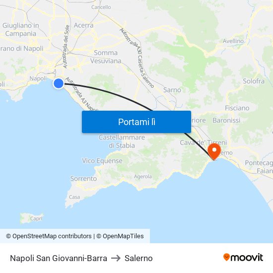 Napoli San Giovanni-Barra to Salerno map