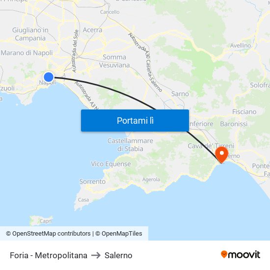 Foria - Metropolitana to Salerno map