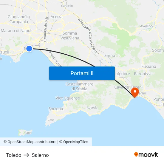Toledo to Salerno map