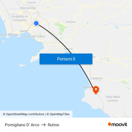 Pomigliano D' Arco to Rutino map