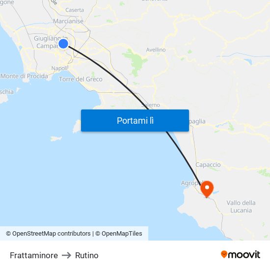 Frattaminore to Rutino map