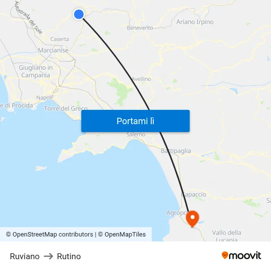 Ruviano to Rutino map