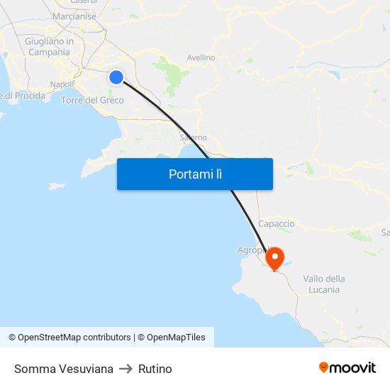 Somma Vesuviana to Rutino map