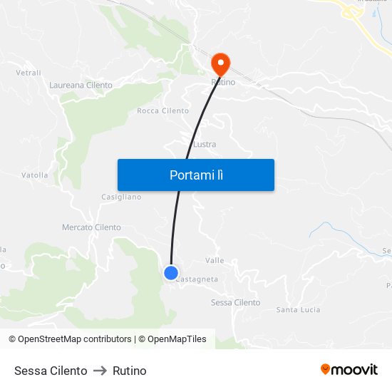 Sessa Cilento to Rutino map