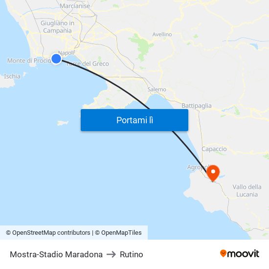 Mostra-Stadio Maradona to Rutino map