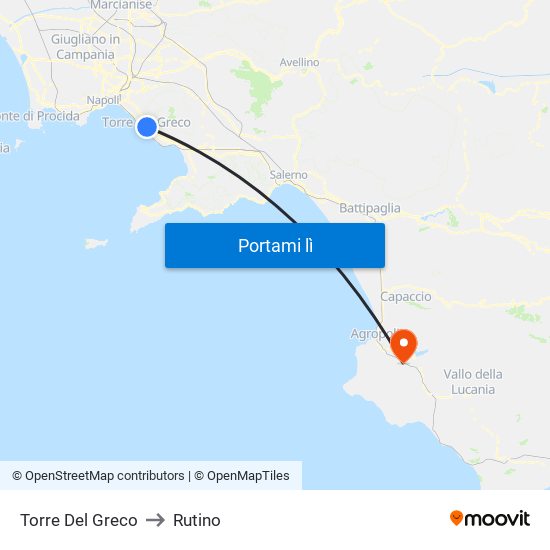 Torre Del Greco to Rutino map