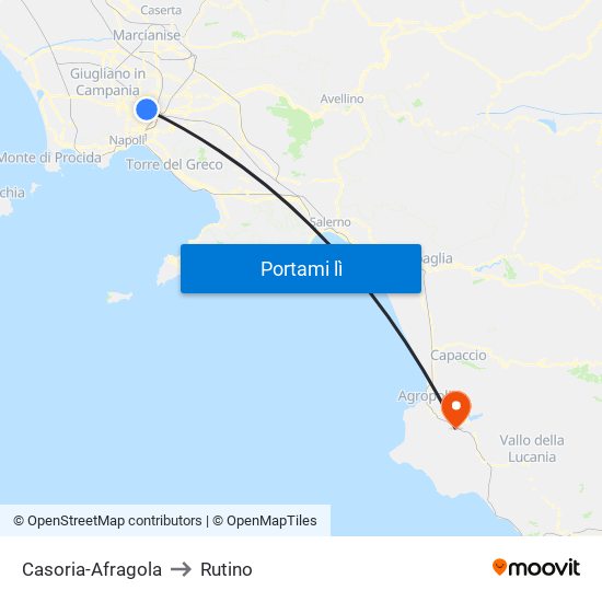 Casoria-Afragola to Rutino map