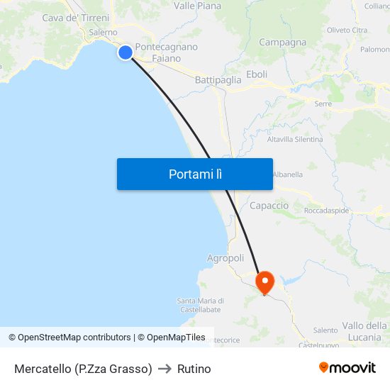 Mercatello (P.Zza Grasso) to Rutino map